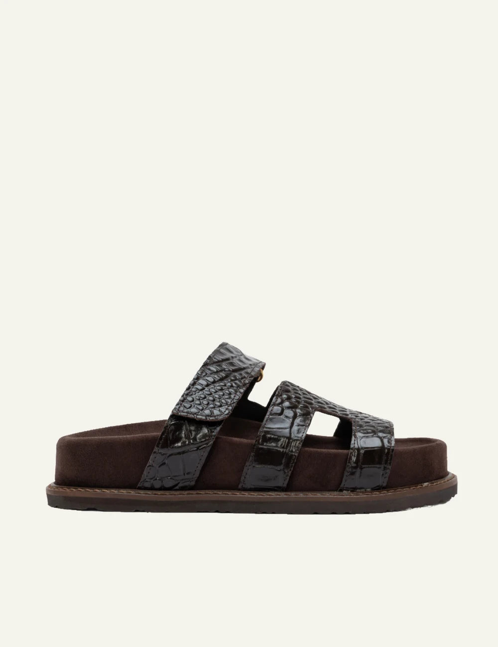 komis komis e606 brown croco sandals side view