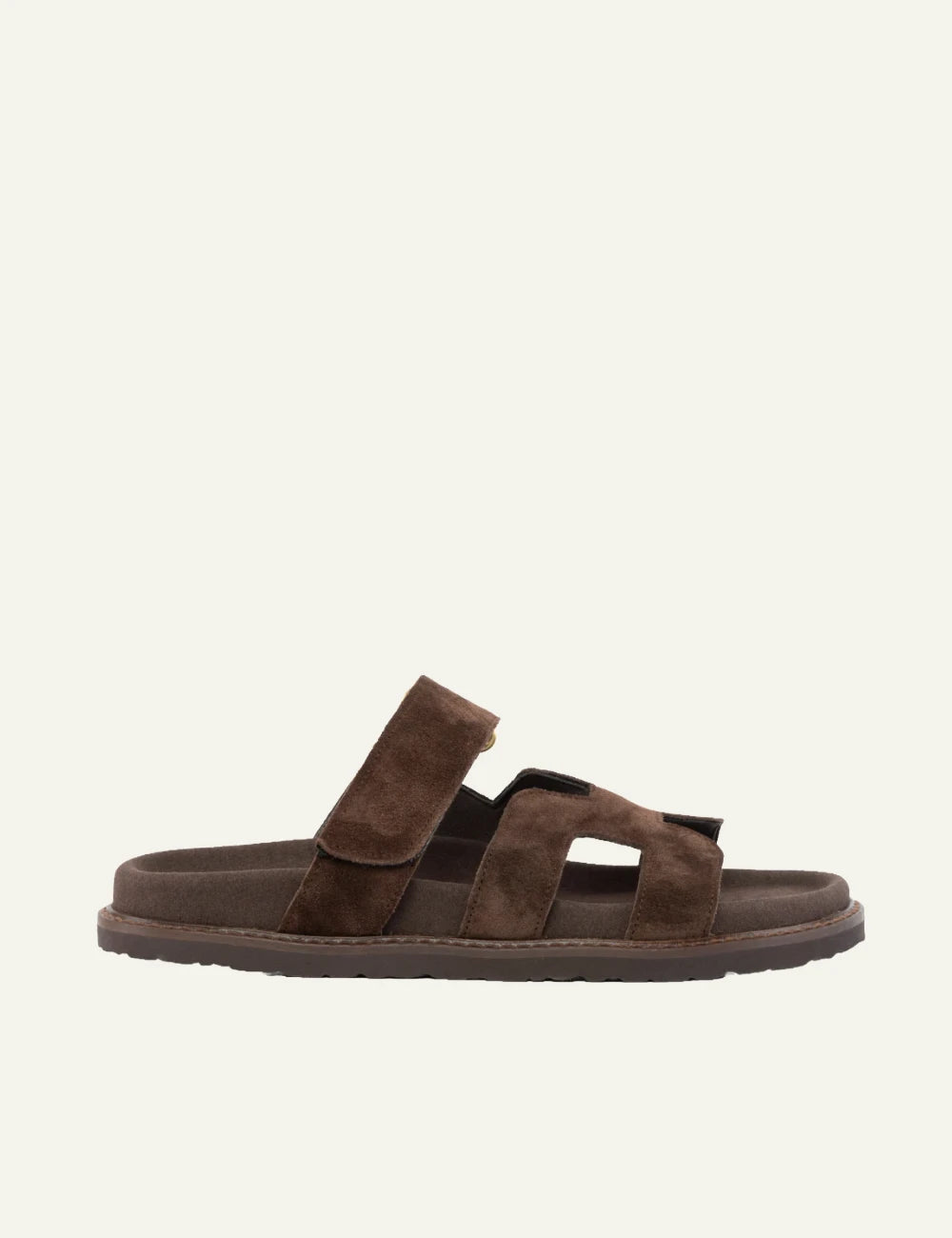 komis komis e6 sandals ebano suede double strap velcro side view