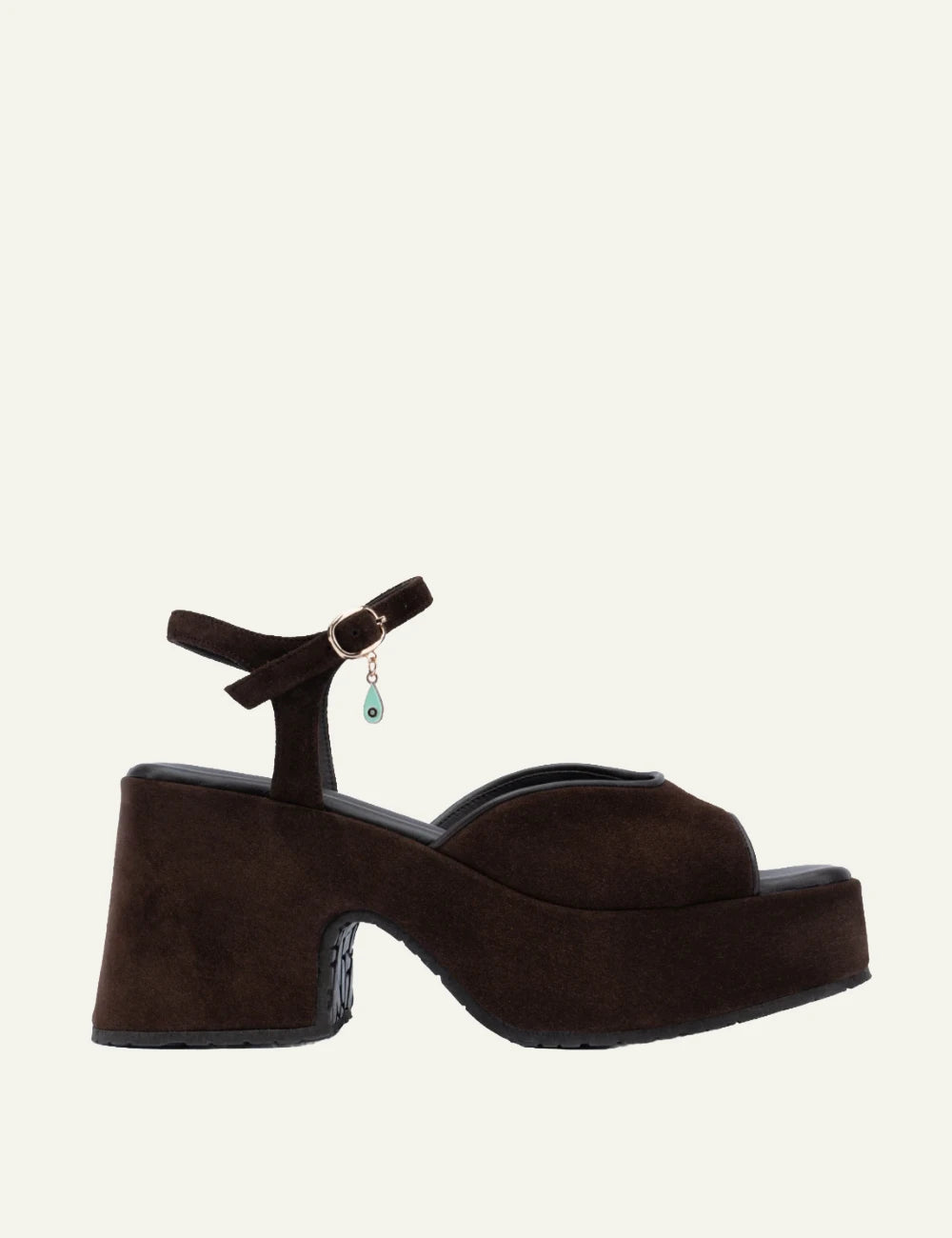 komis komis e804 platform sandals ebano suede ankle strap charm side view