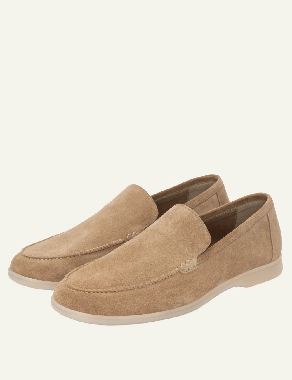 komis komis suede loafers beige slip on minimal detail profile view