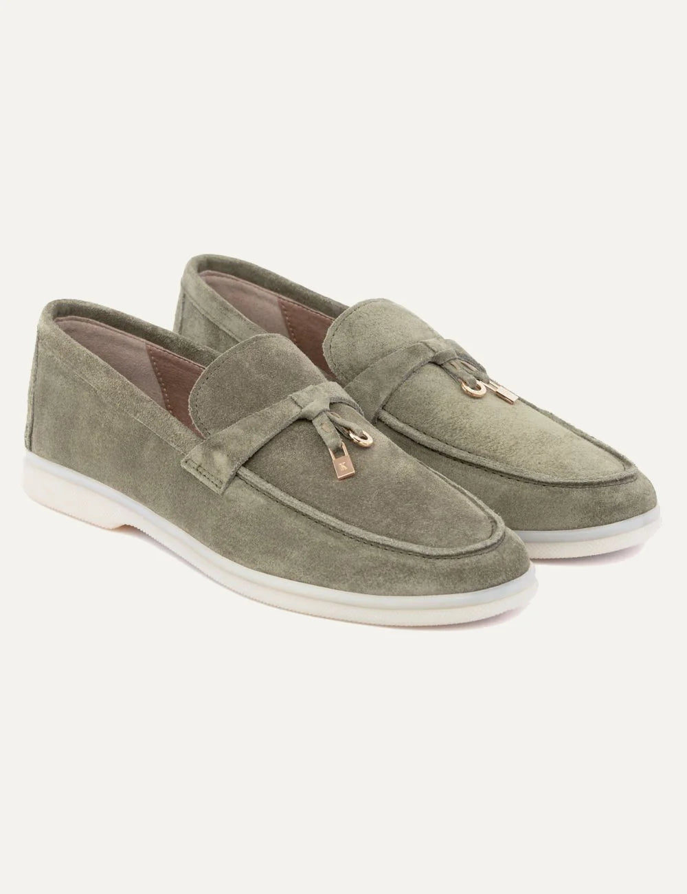 Komis &amp; Komis suede loafers bosco me gold detail white rubber angled view