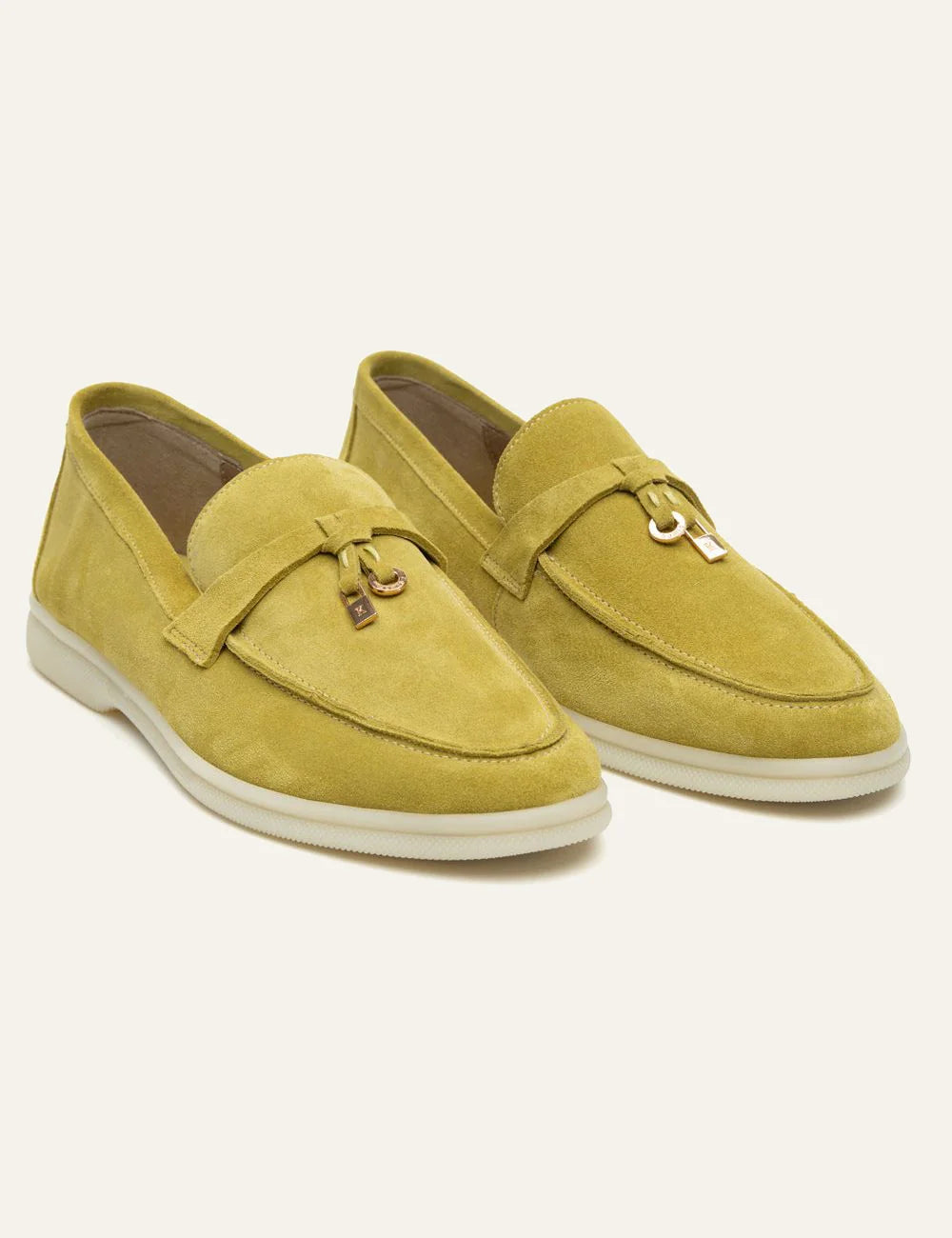 Komis & Komis suede loafers certosa me gold detail white rubber angled view