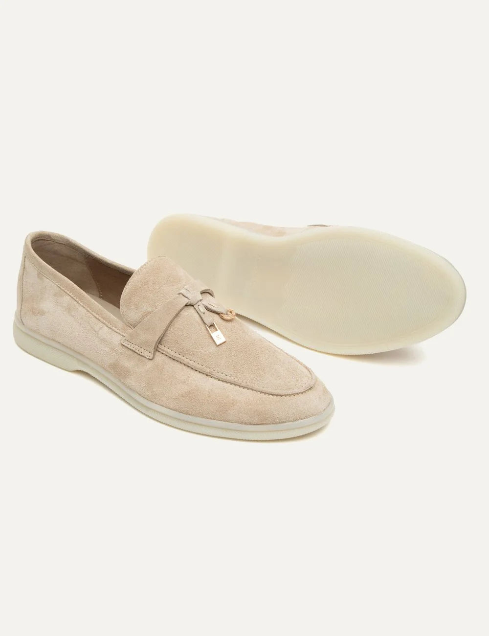Komis &amp; Komis suede loafers seppia me gold detail white rubber sole side view