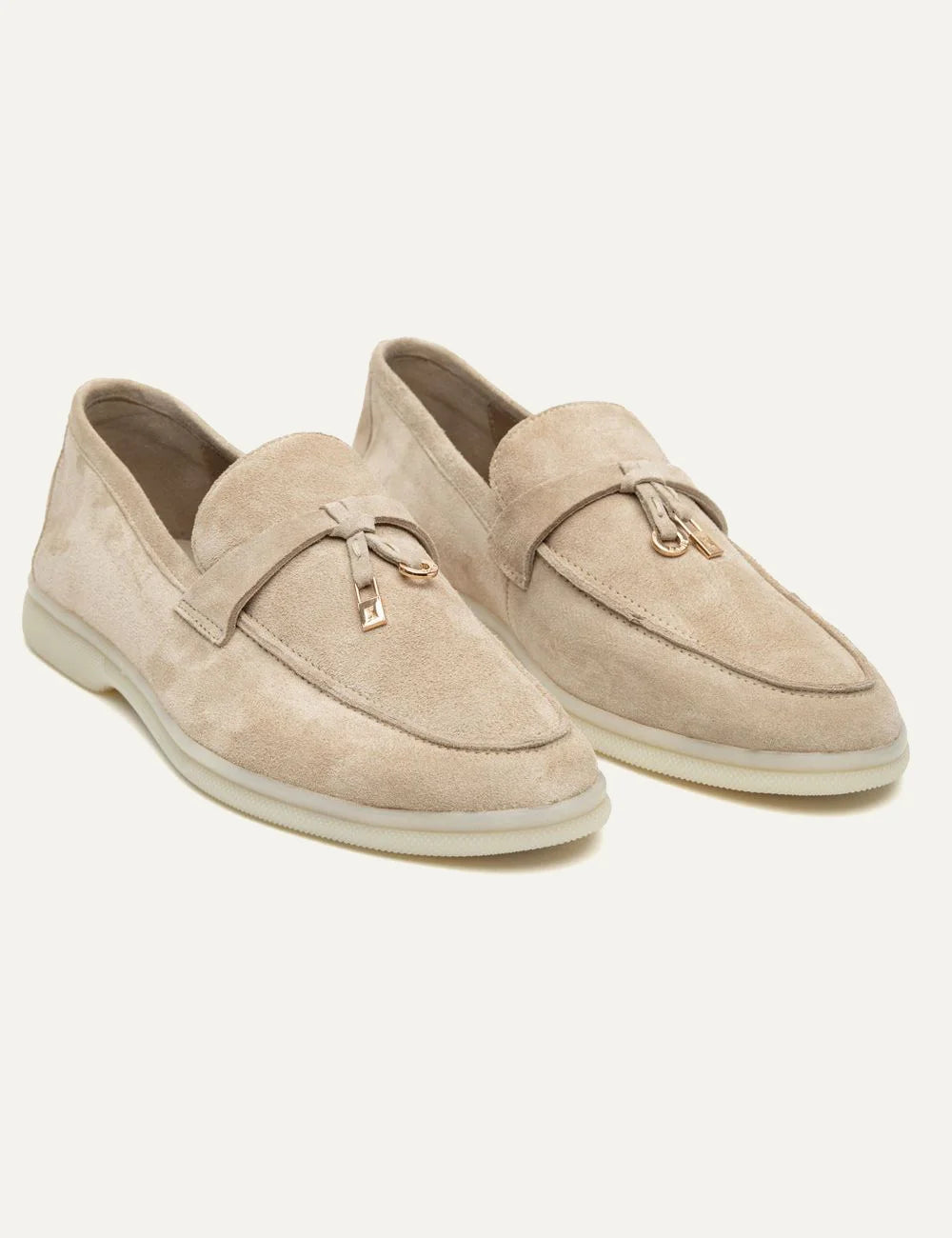 Komis &amp; Komis suede loafers seppia me gold detail white rubber front view