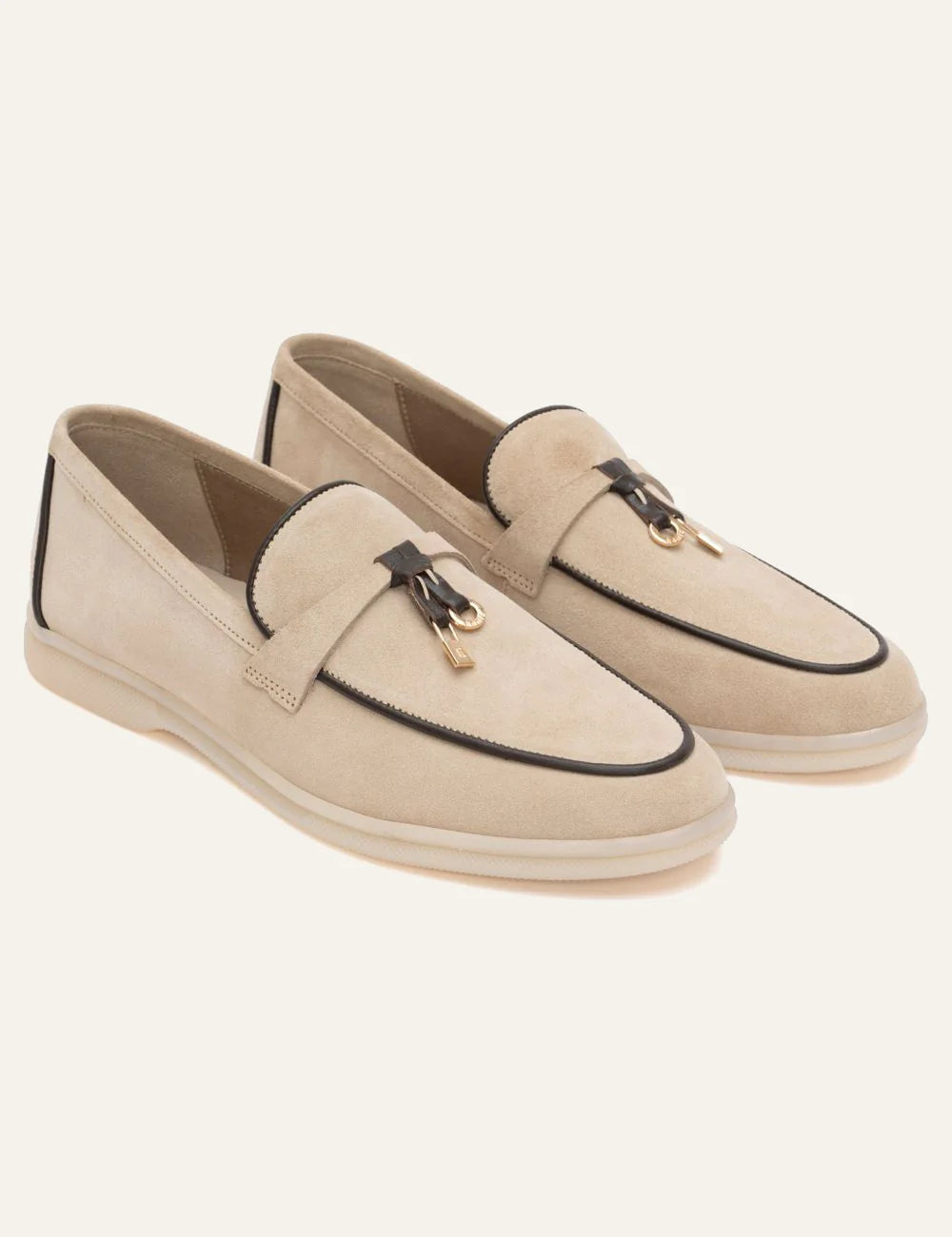 Komis & Komis suede loafers seppia me gold detail white rubber abgled view