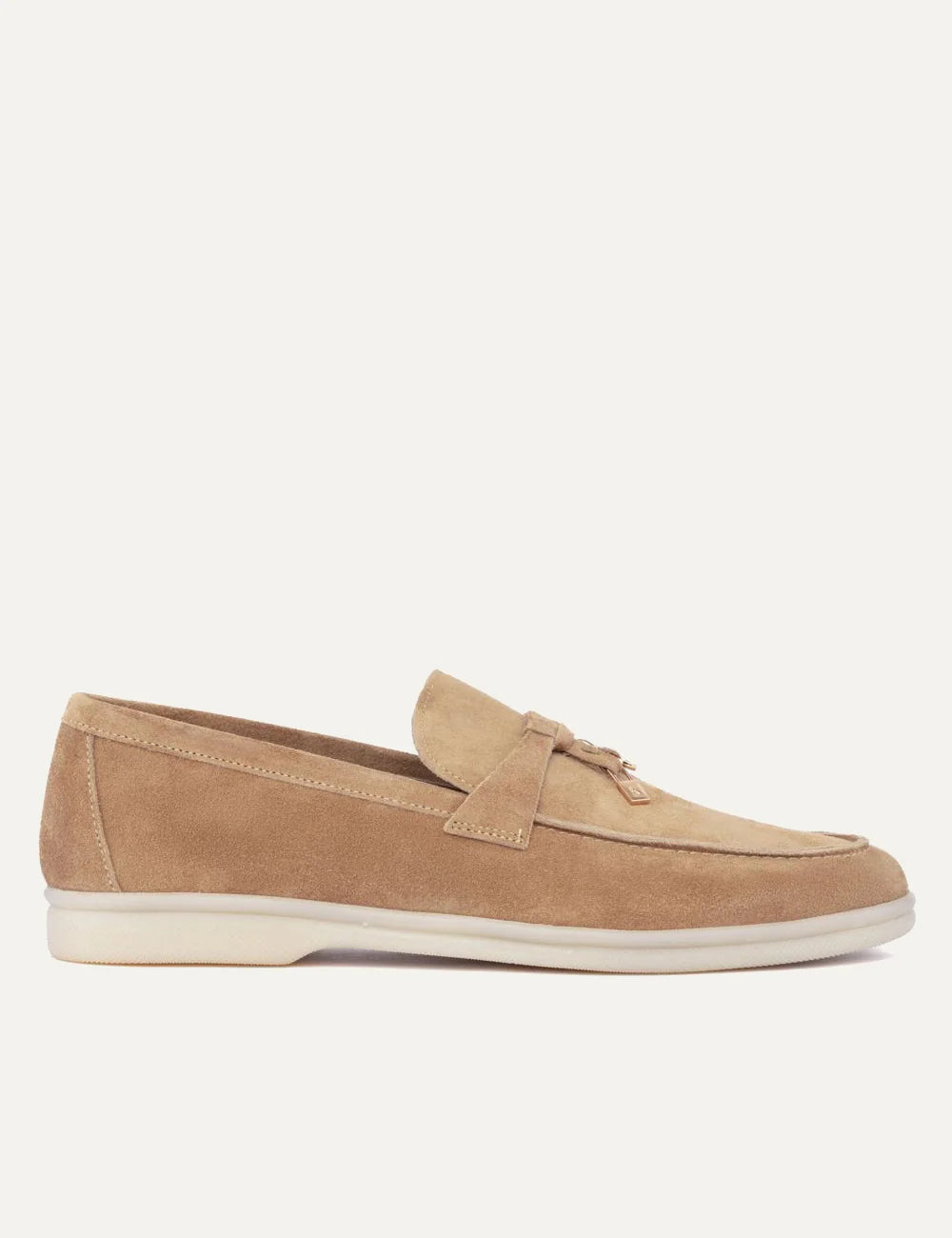 Komis &amp; Komis suede loafers tabacco me gold detail white rubber side view