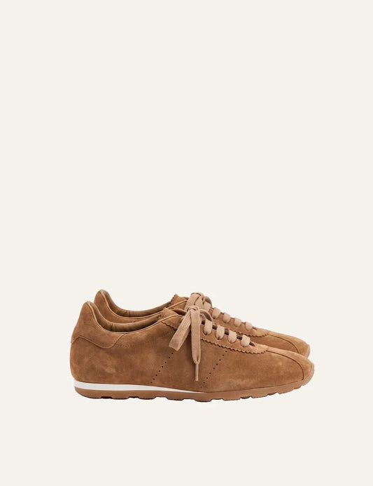 Komis &amp; Komis women's tobacco brown suede sneakers with tonal laces.