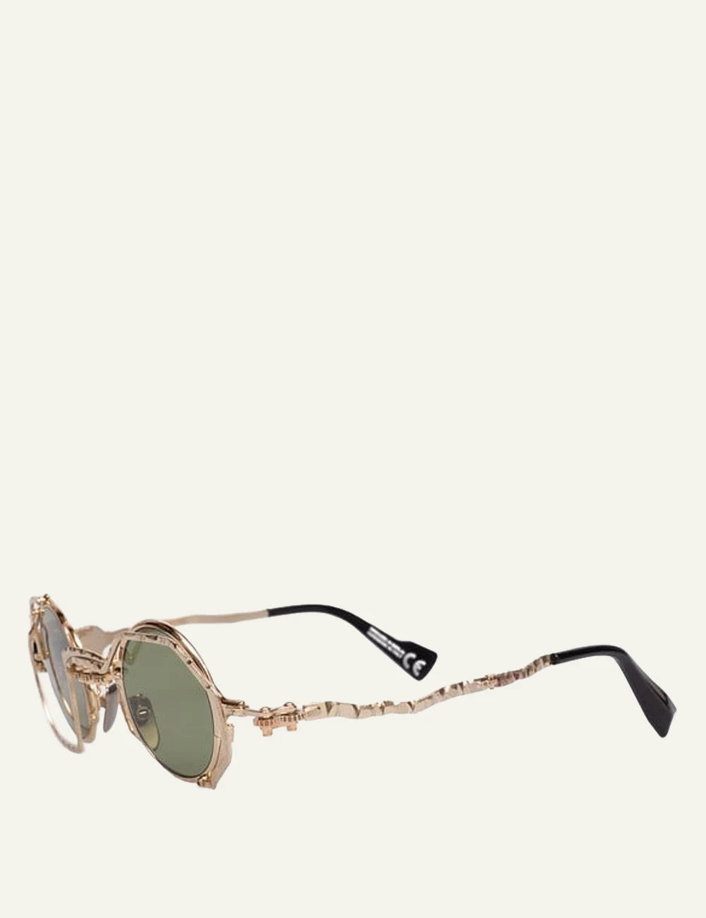 Kuboraum gold frame sunglasses me green round lenses gear detail front view