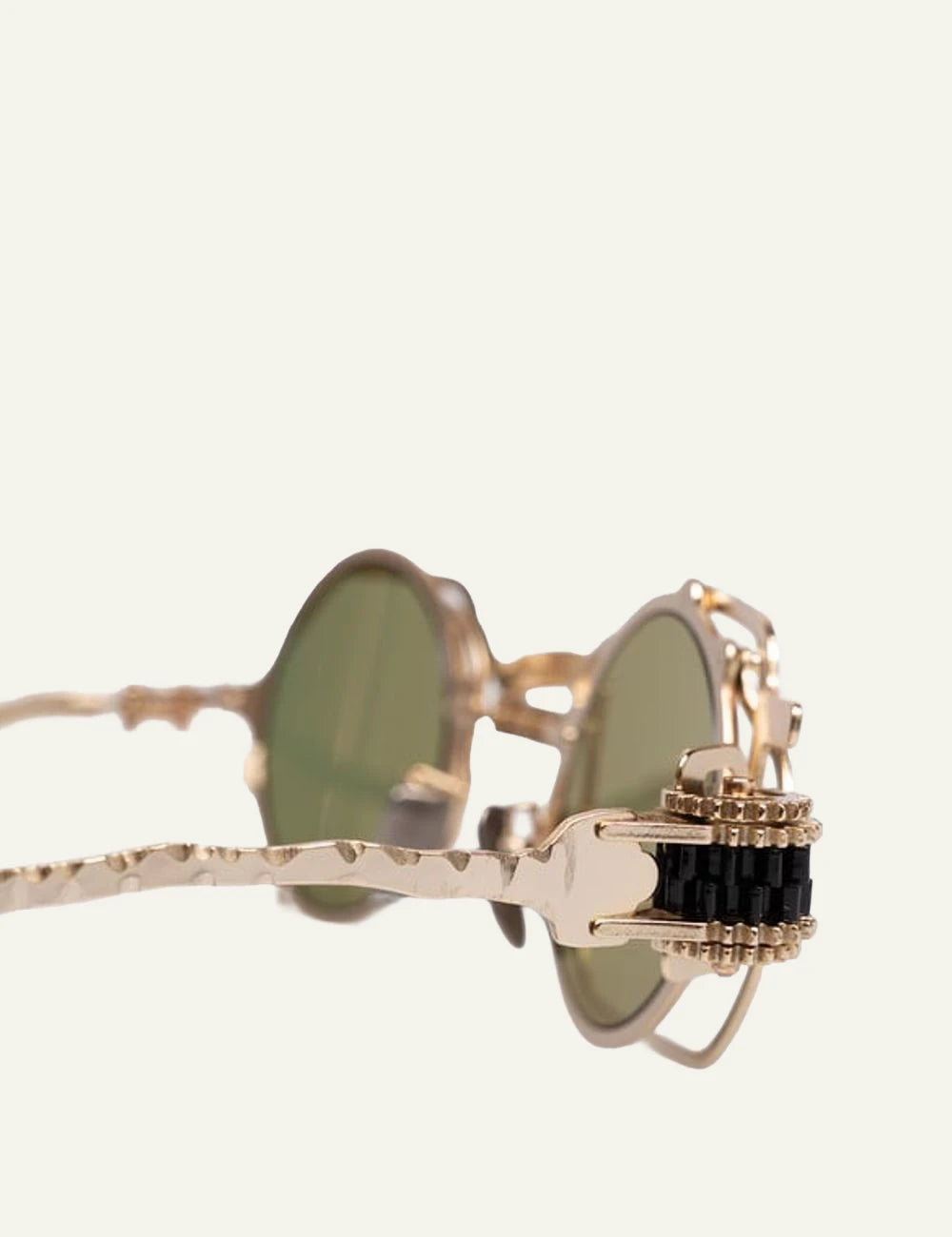 Kuboraum gold frame sunglasses me green round lenses gear detail side view