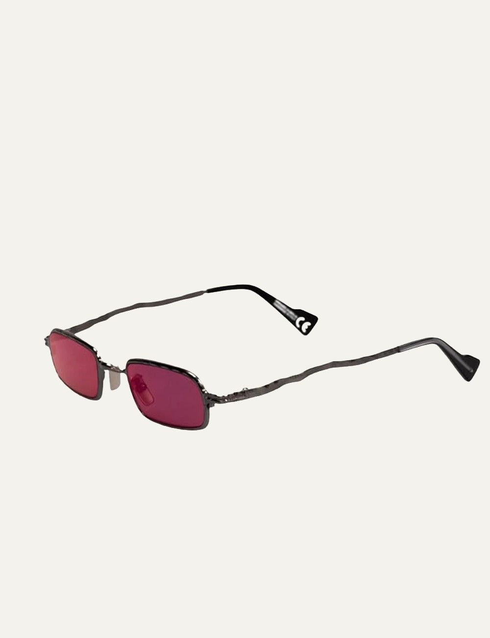 Kuboraum grey metal sunglasses me pink lenses side angle