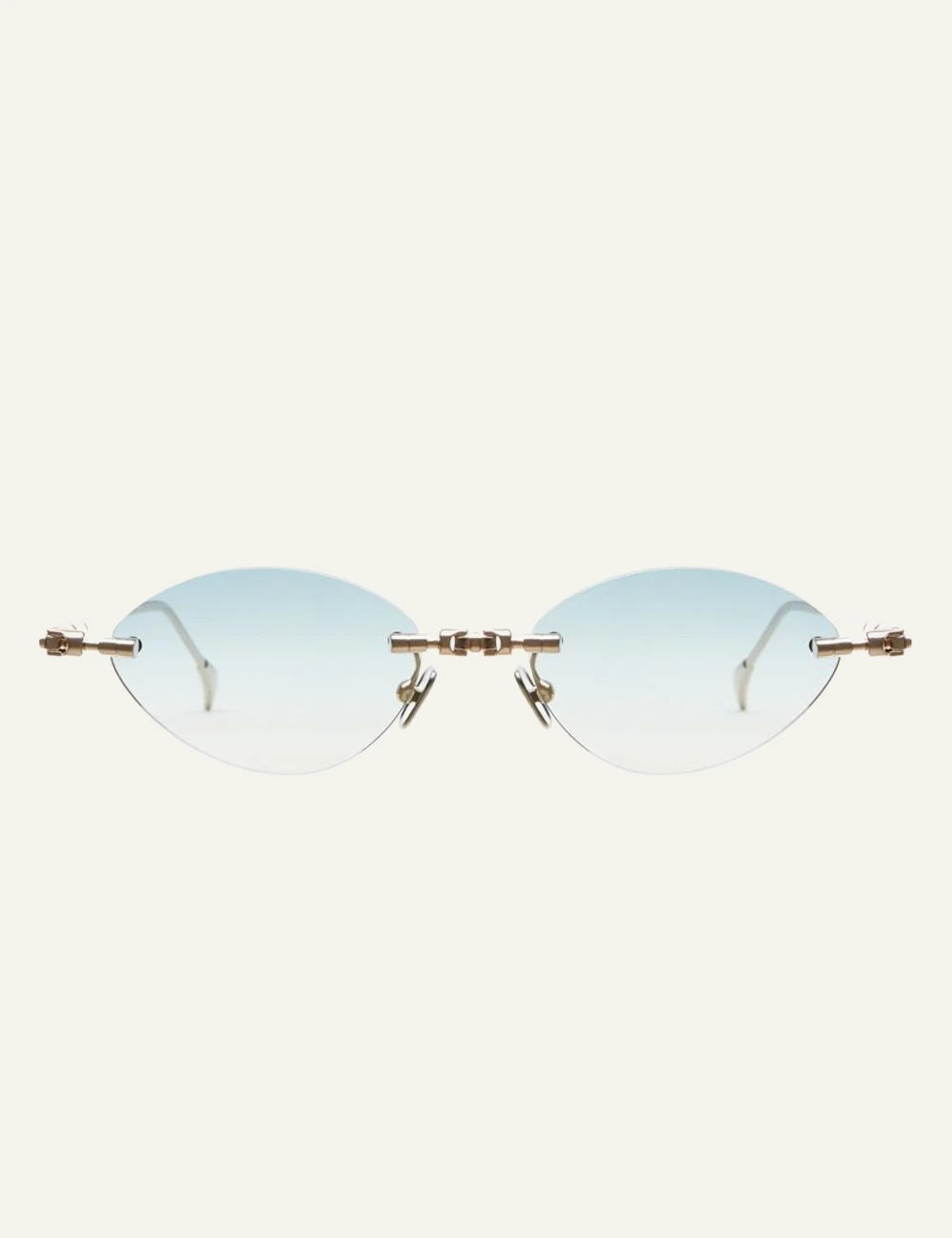 Kuboraum H65 rosegold rimless sunglasses gradient green pink lenses front view