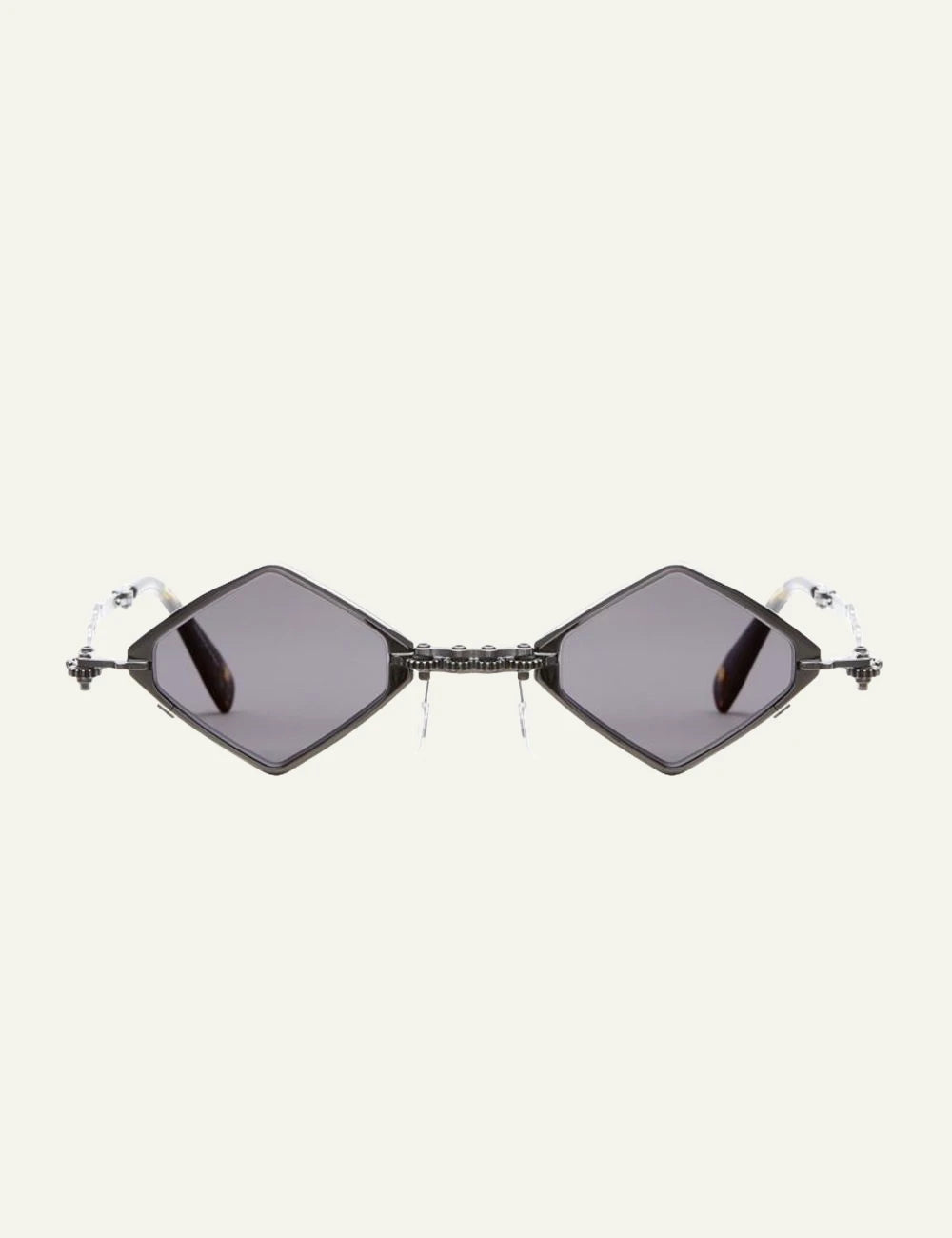 Kuboraum H80 gunmetal geometric sunglasses grey flash gold lenses front view