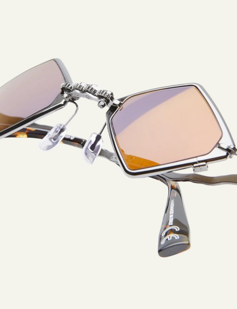 Kuboraum H80 gunmetal geometric sunglasses grey flash gold lenses front detail view