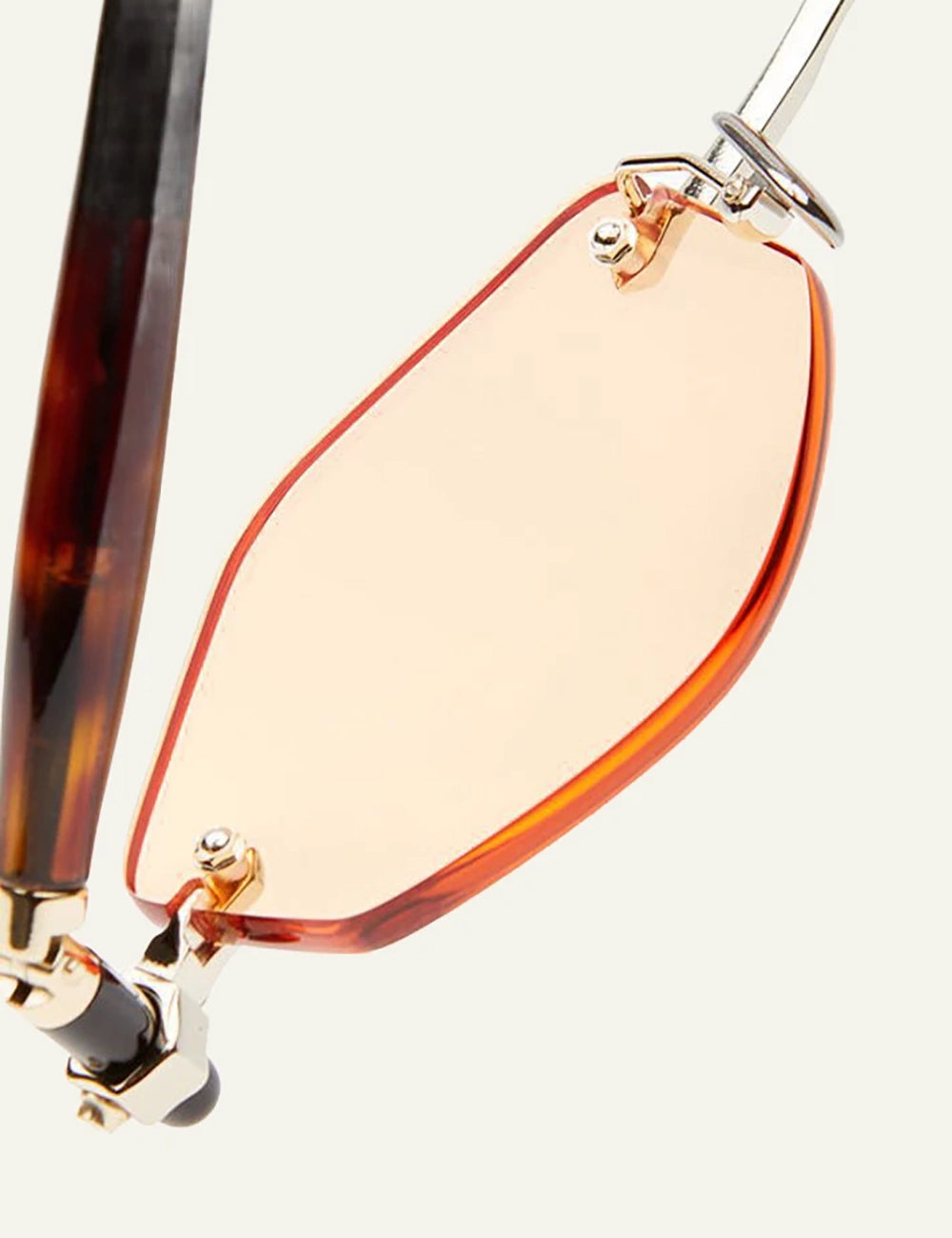 Kuboraum P60 sunglasses light gold rimless me orange lenses back detail view