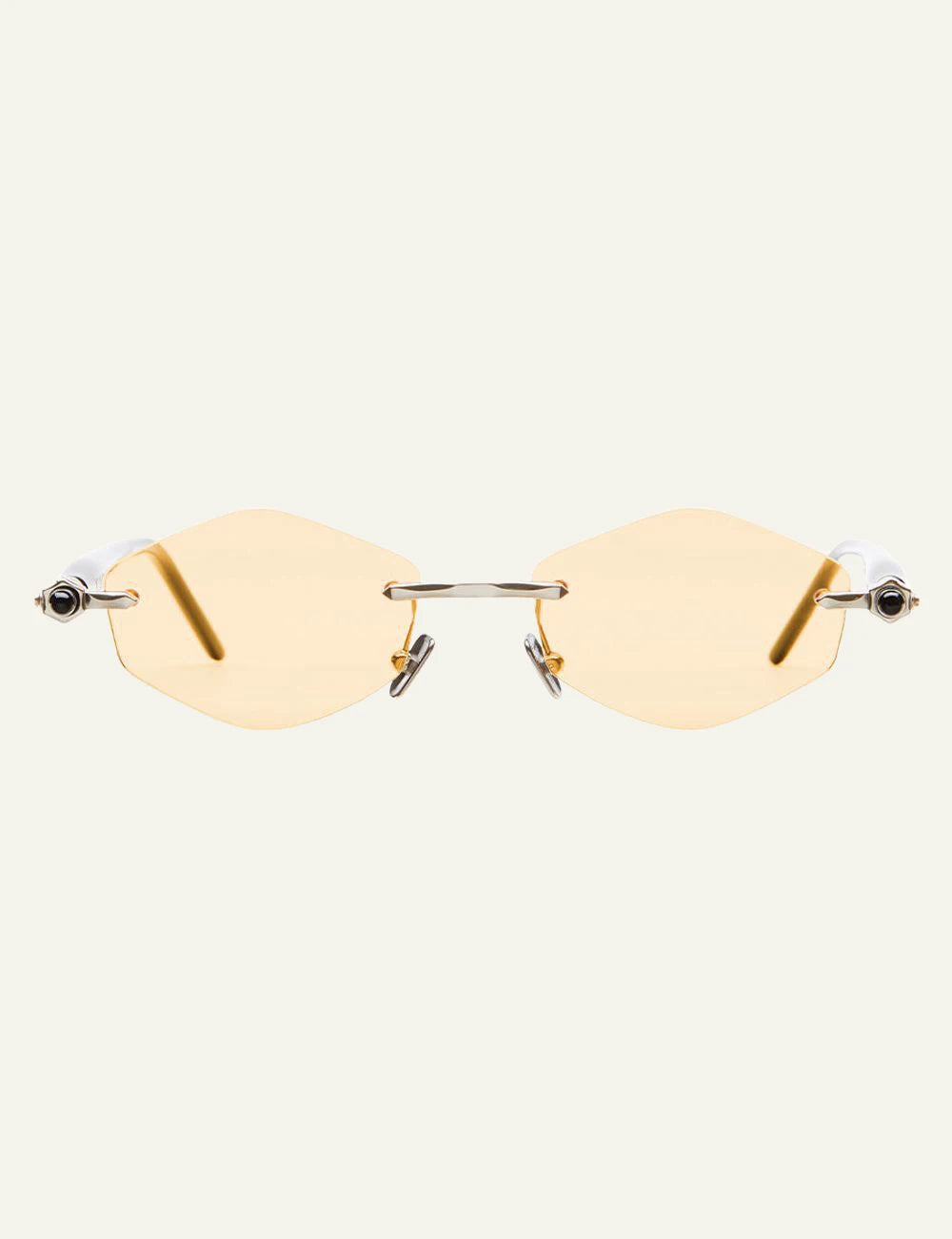 Kuboraum P60 sunglasses light gold rimless me orange lenses front view