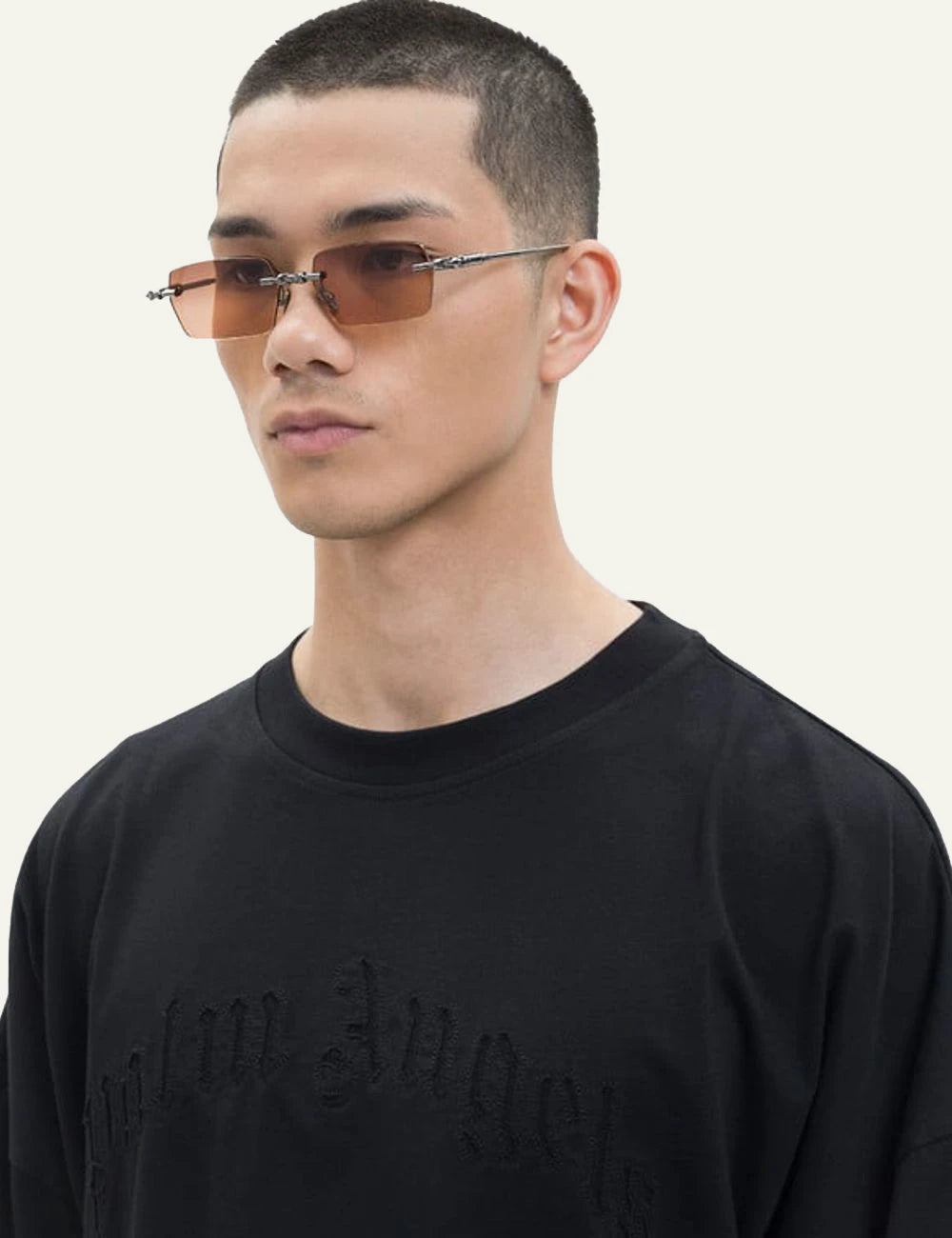 Kuboraum silver metal sunglasses me brown gradient lenses model view