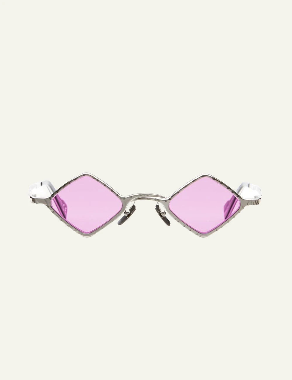Kuboraum Z14 sunglasses silver metal frame pink lenses front view
