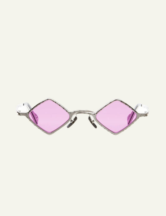 Kuboraum Z14 sunglasses silver metal frame pink lenses front view