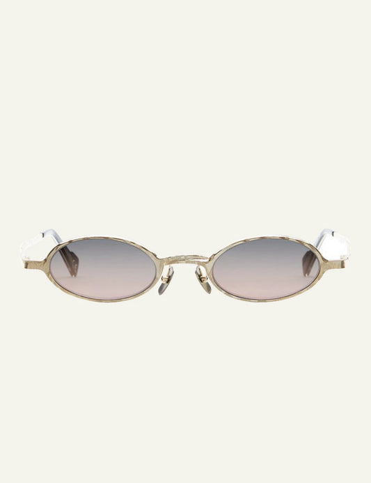 Kuboraum Z24 gold oval sunglasses grey flash gold lenses front view