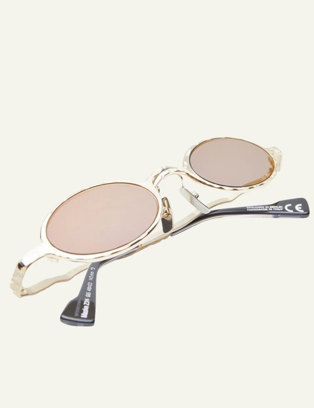Kuboraum Z24 gold oval sunglasses grey flash gold lenses top view