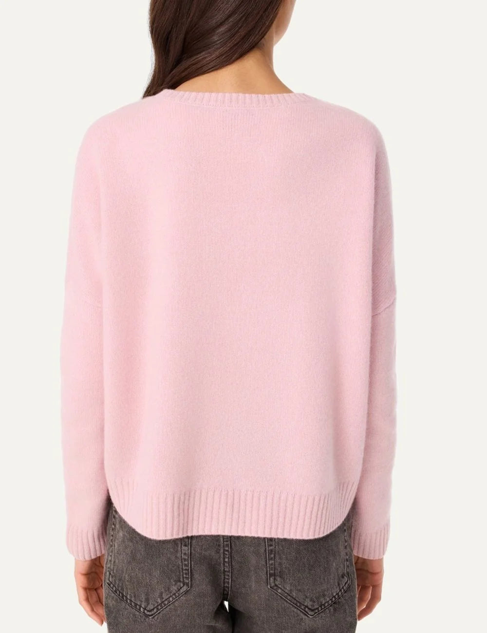 Kujten women Amelie Milano Blush pink cashmere oversized crew neck sweater with long sleeves back