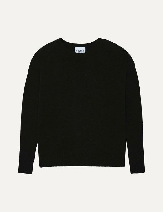 Kujten women Amelie black cashmere oversized crew neck sweater with long sleeves