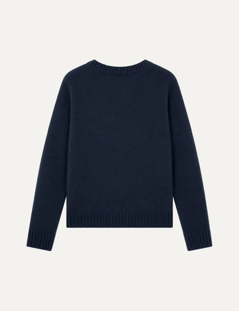 Kujten women Amelie Marine Fonce dark navy cashmere oversized crew neck sweater with long sleeves back
