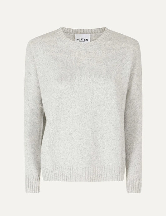Kujten women Romelie Gris Mouline light grey melange cashmere oversized crew neck sweater