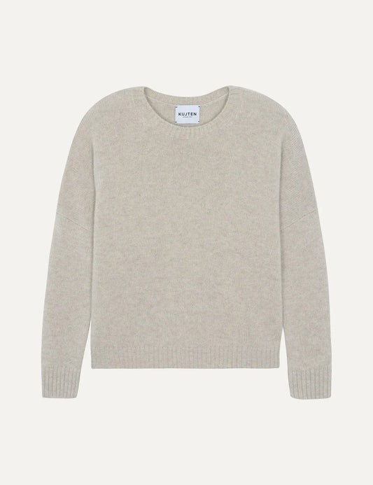 Kujten women Romelie Avoine beige cashmere oversized crew neck sweater with raglan sleeves