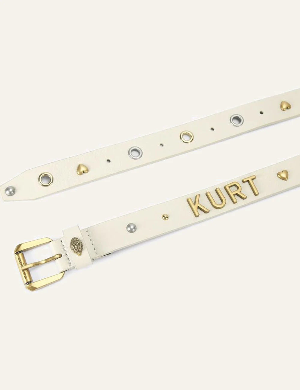 Kurt Geiger London bone leather belt με μεταλλικά γράμματα KURT flat view