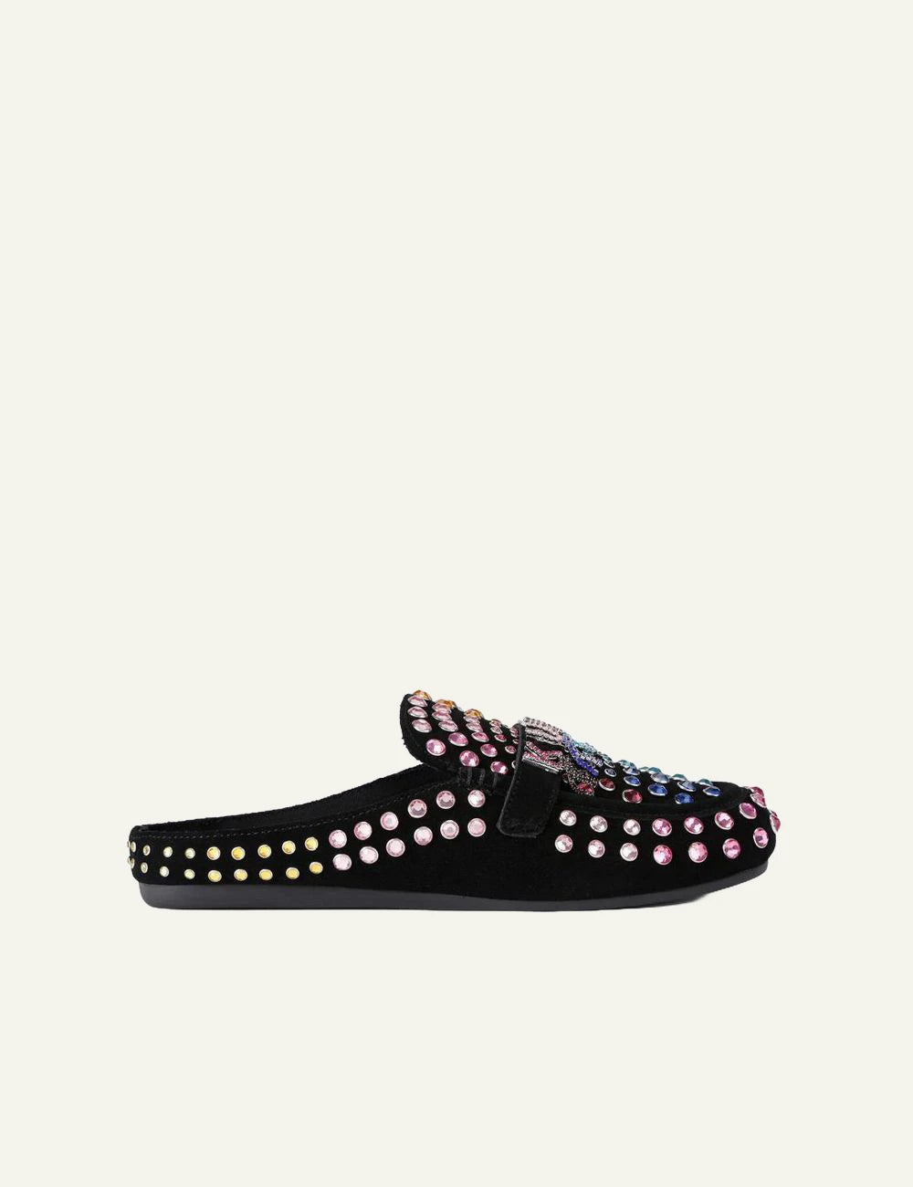 KURT_GEIGER_Crystal_Slipper_Black_Mules_Side_View