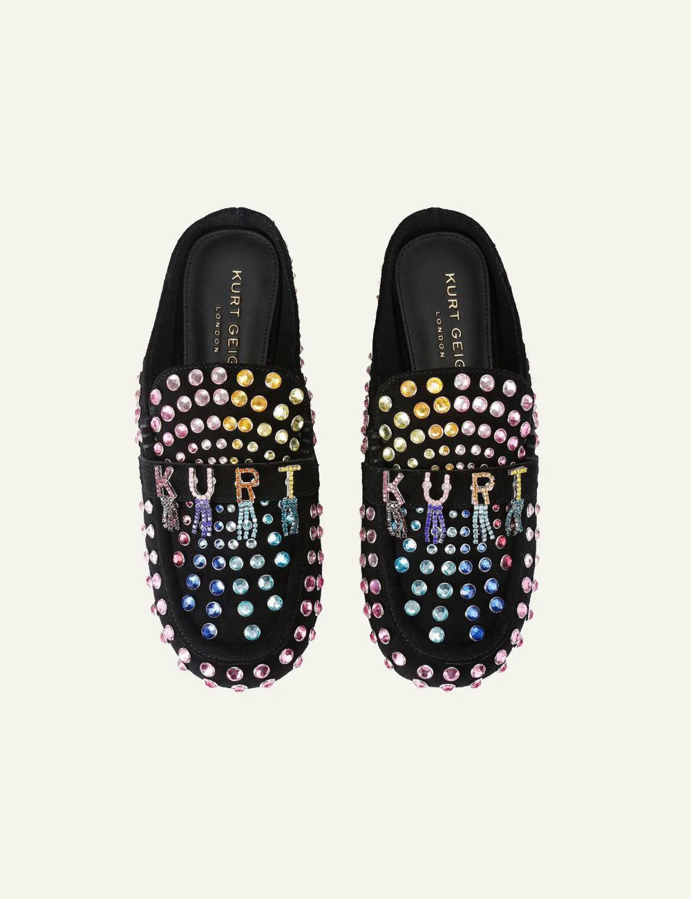 KURT_GEIGER_Crystal_Slipper_Black_Mules_Top_View