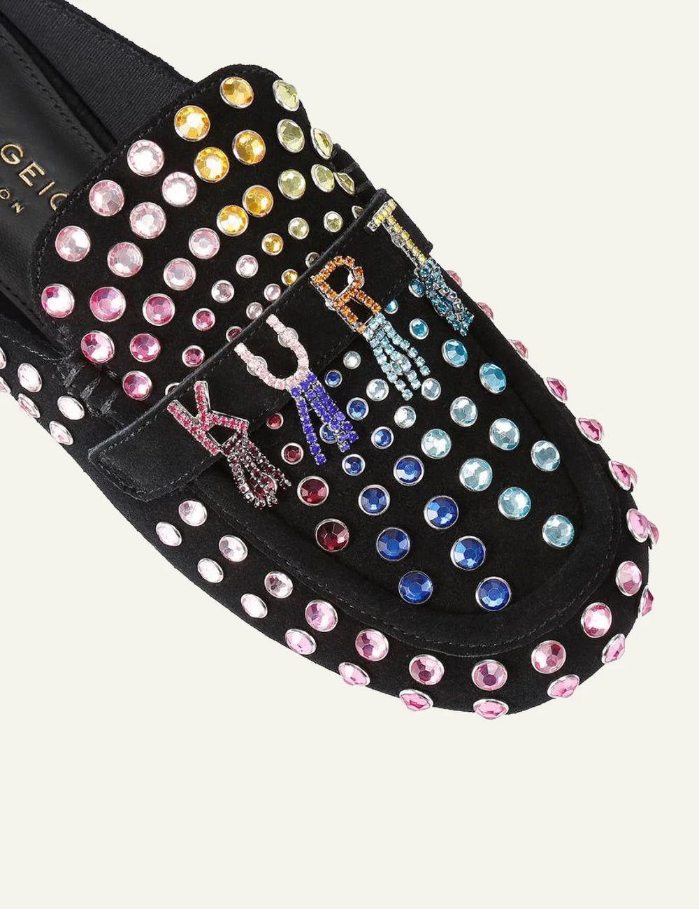 KURT_GEIGER_Crystal_Slipper_Black_Mules_close_up_View