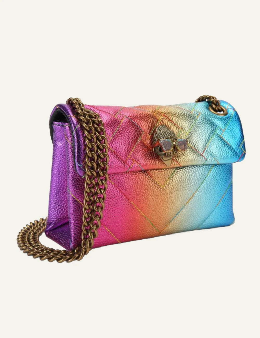 Kurt Geiger mini kensington bag ombre metallic leather rainbow quilted side