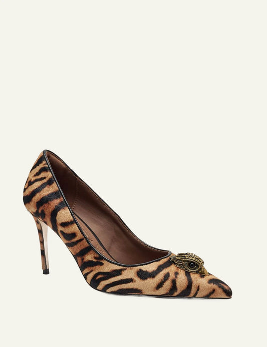 Kurt Geiger Belgravia Eagle Court leopard print leather pumps with eagle embellishment