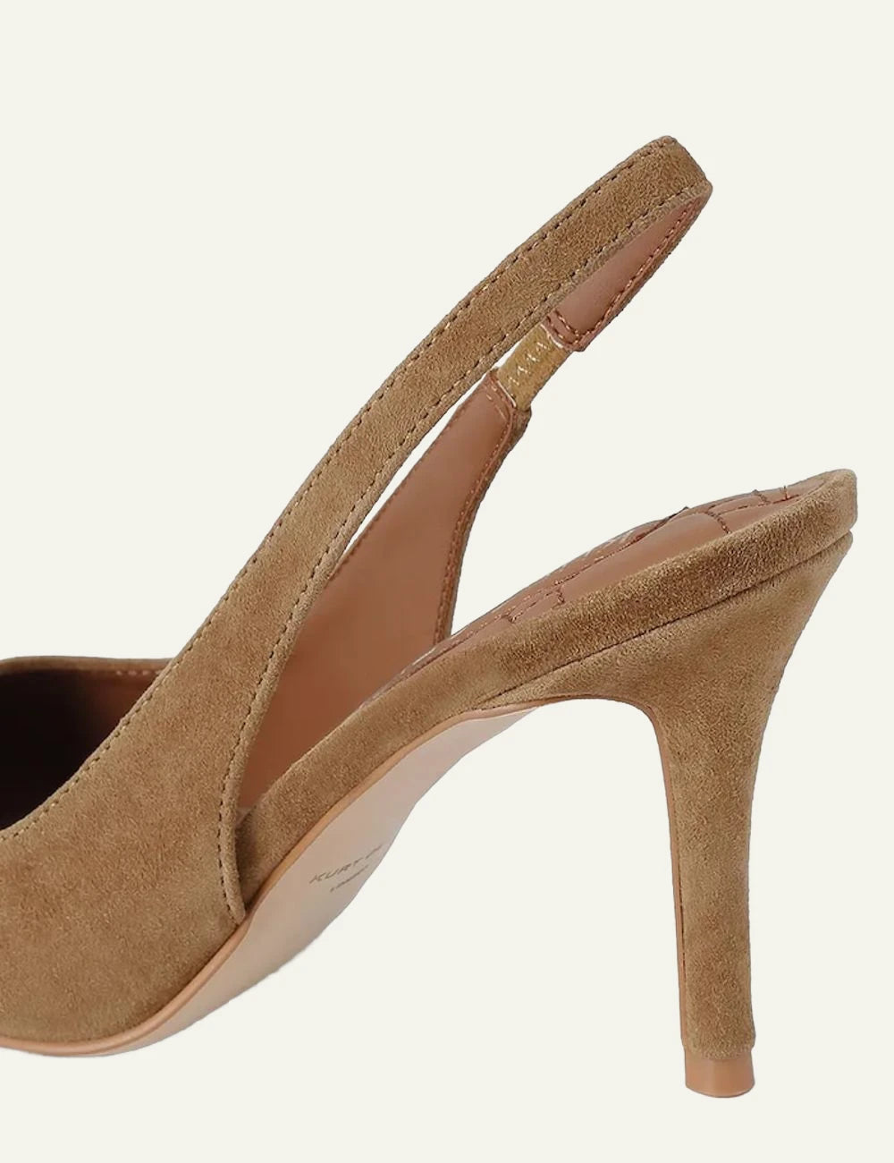 Kurt Geiger Belgravia Sling 85 tan suede slingback pumps with eagle embellishment back