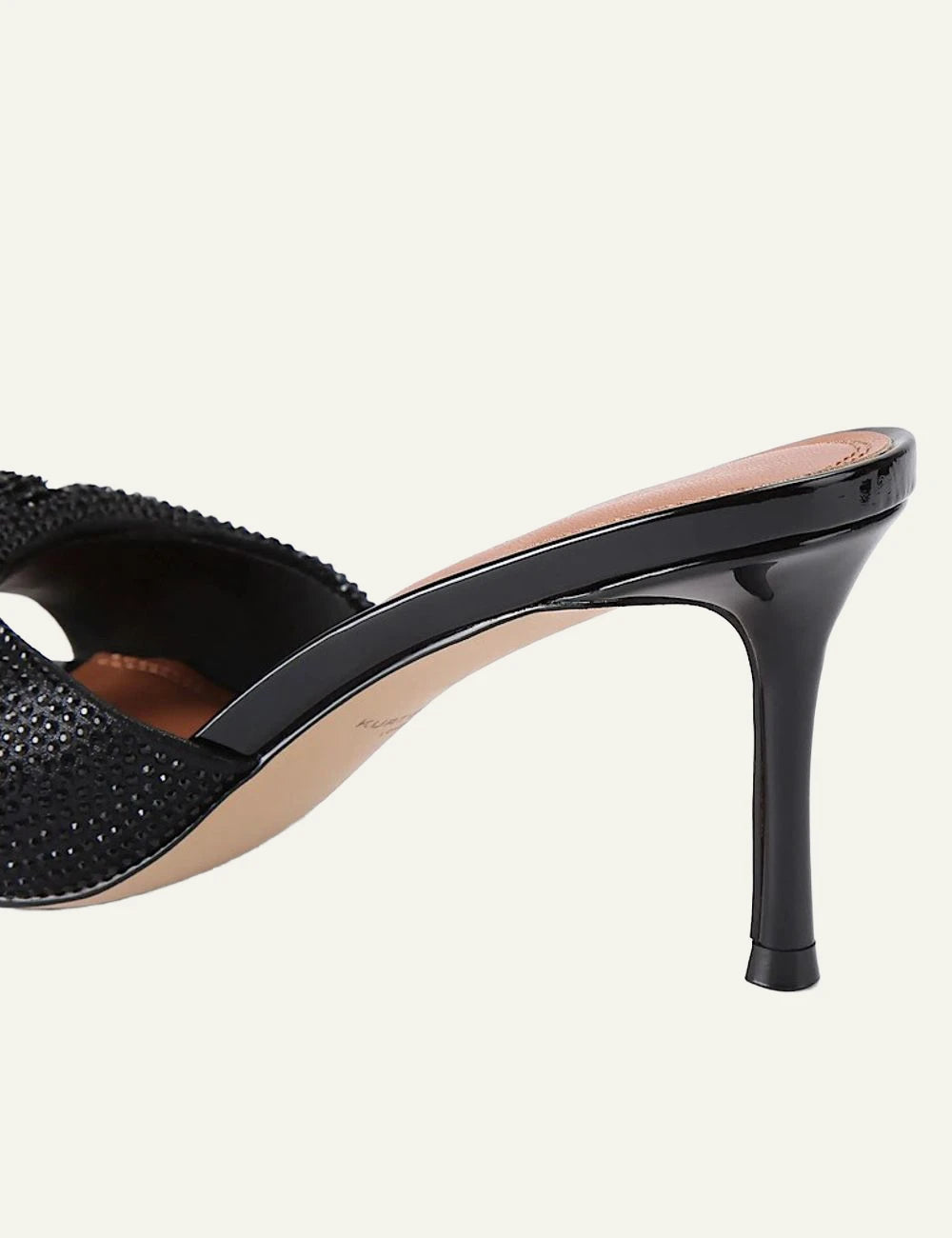 Kurt Geiger black embellished mule sandals with stiletto heel back