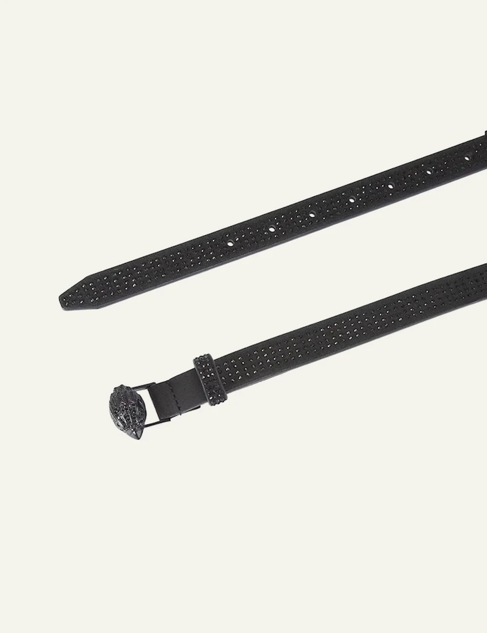 Kurt Geiger black leather belt with black crystal eagle buckle full 