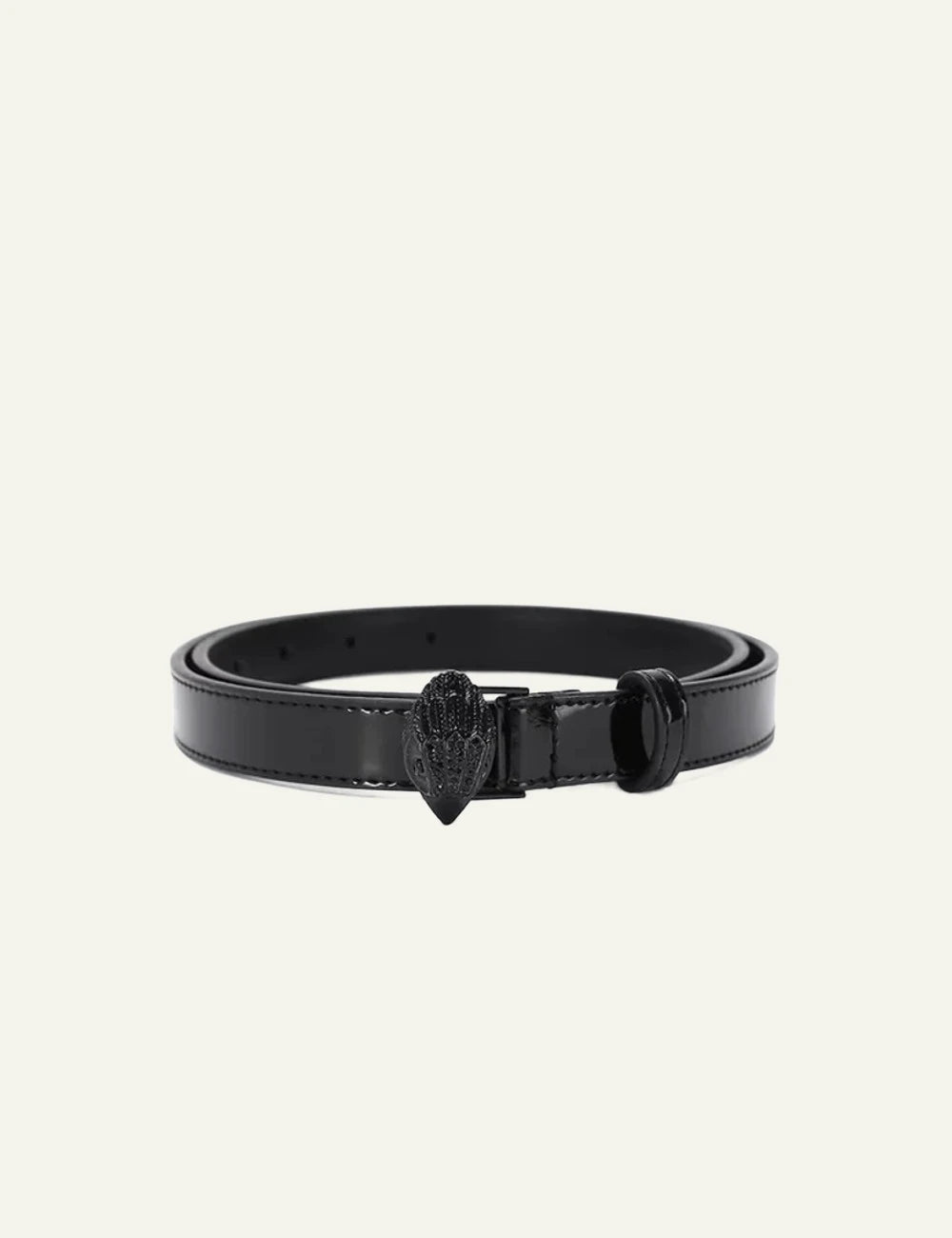 Kurt Geiger black patent leather belt with black eagle buckle