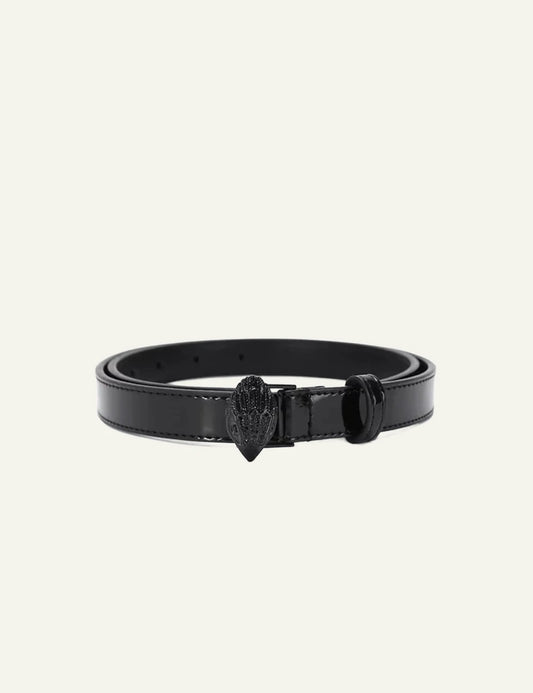 Kurt Geiger black patent leather belt with black eagle buckle