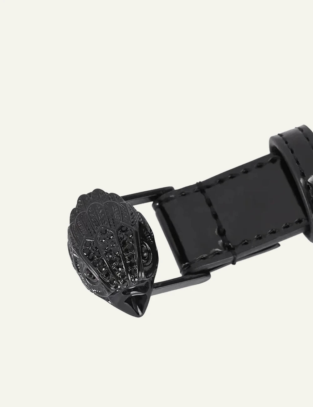 Kurt Geiger black patent leather belt with black eagle buckle detail