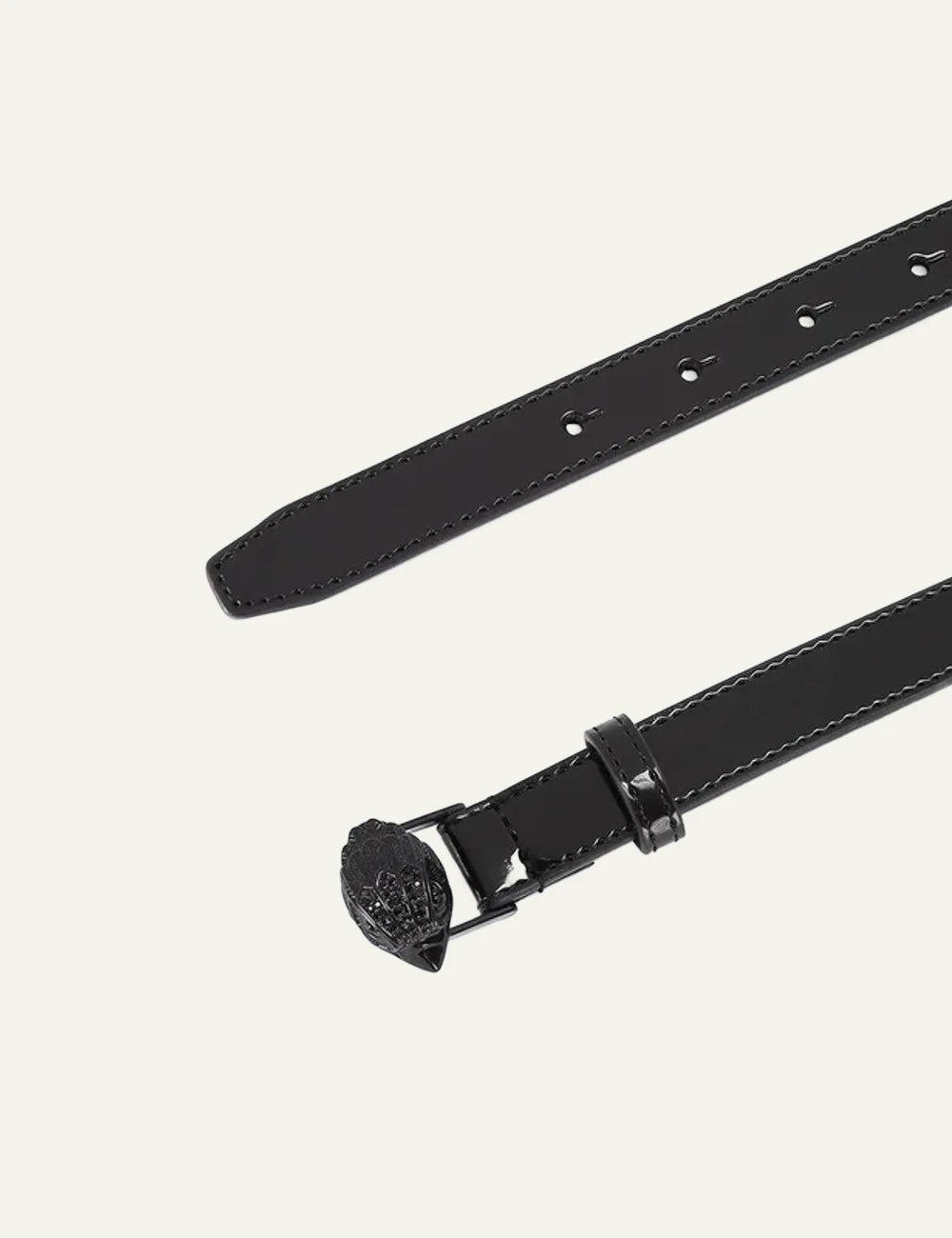 Kurt Geiger black patent leather belt with black eagle buckle full
