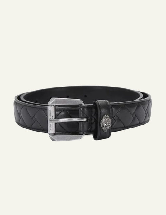 Kurt Geiger black quilted leather belt with silver buckle