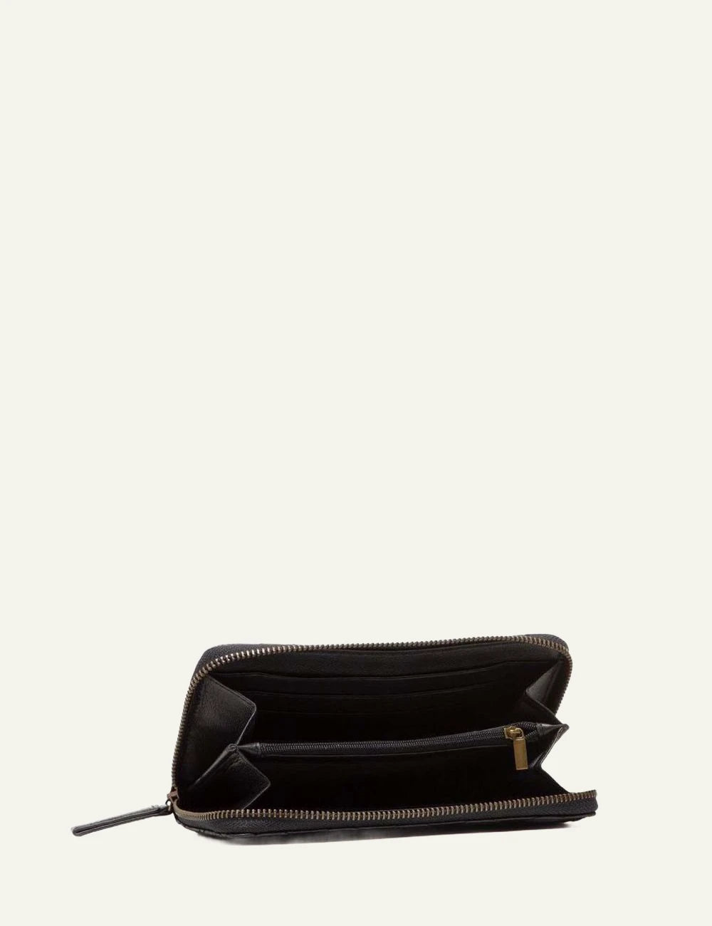 Black quilted leather Kurt Geiger zip-around wallet with gold eagle head detail top