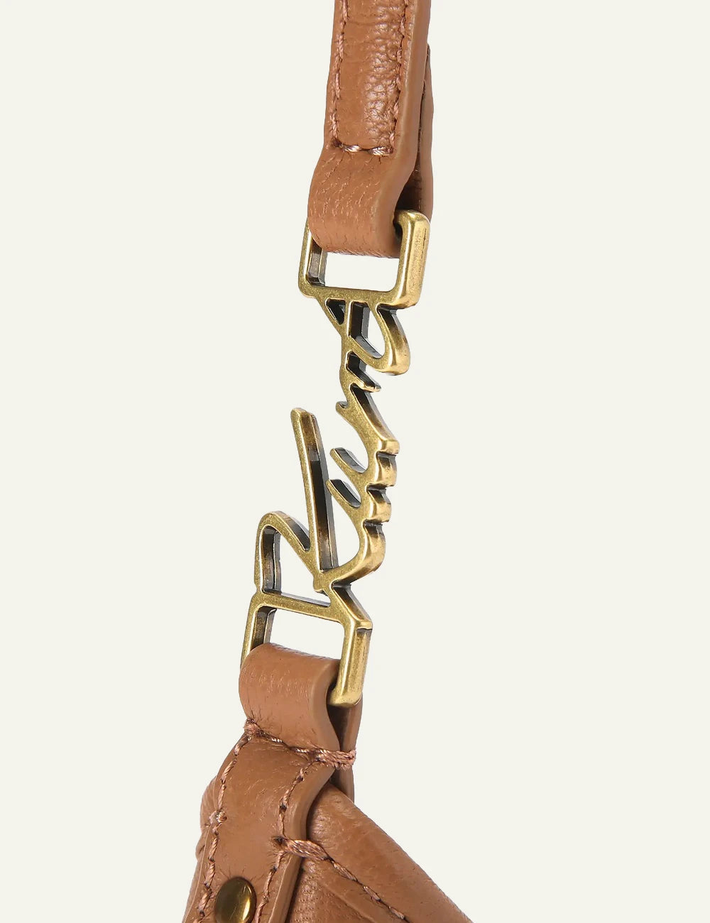 kurt geiger brown leather shoulder bag eagle head detail minimal zip view