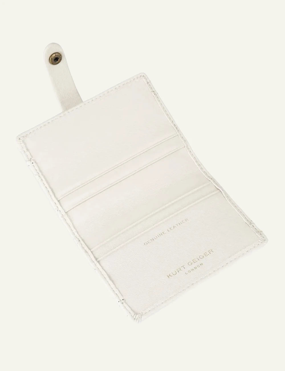 Kurt Geiger card holder beige quilted leather eagle detail top