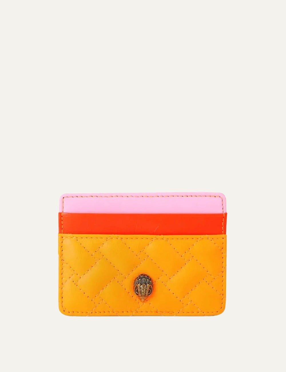 Kurt Geiger card holder multicolor quilted leather eagle detail front