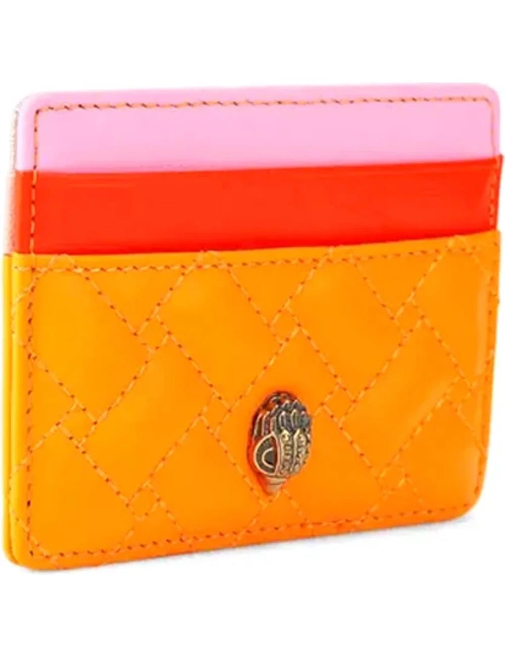 Kurt Geiger card holder multicolor quilted leather eagle detail side