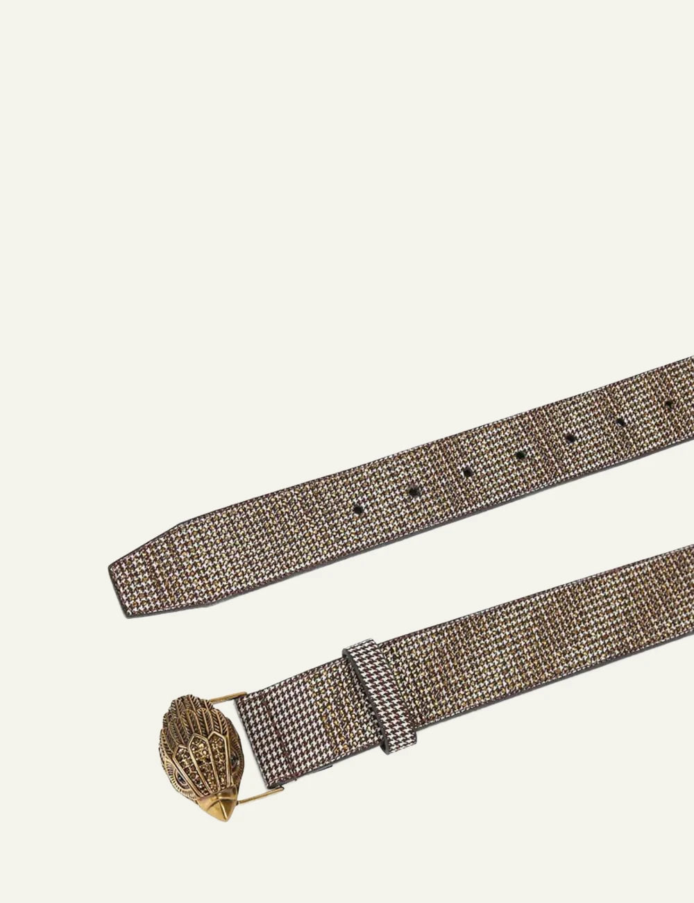 Kurt Geiger check embellished belt with gold eagle buckle full 