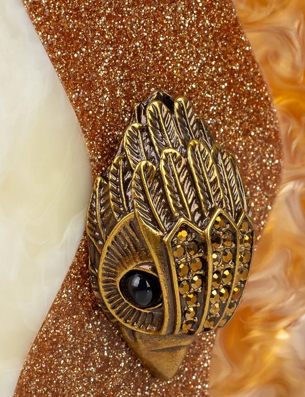Kurt Geiger clutch multicolor resin marble glitter eagle detail logo